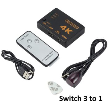 HUB SWITCH HDMI 4K 3 PORTAS COM CABO