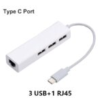 HUB USB-C PARA 3 USB 3.0 COM ENTRADA DE LAN RJ45 10/100/1000 MBPS